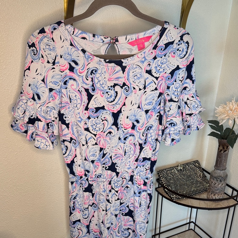 Lilly Pulitzer Navy and Pink Paisley Jumpsuit